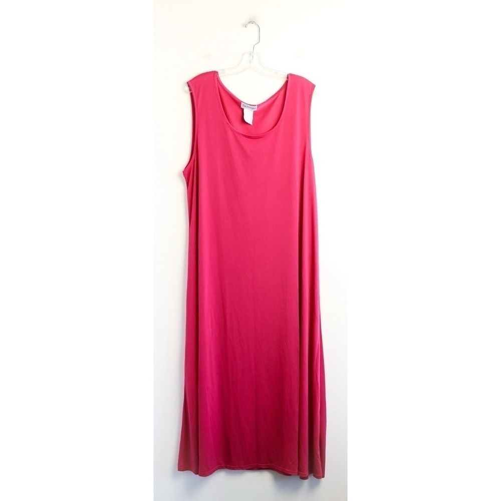 Barbie pink maxi tank dress One Size S M L XL stretch minimalist vintage resort - Picture 2 of 10